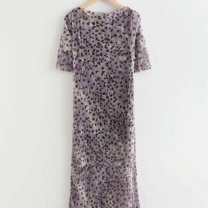 & Other Stories Printed Laser Cut Midi Dress in Cheetah Print